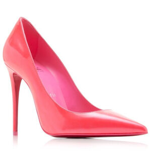 Christian Louboutin Kate 100 Pointed Toe Patent Leather Pumps Neon Pink 36.5
